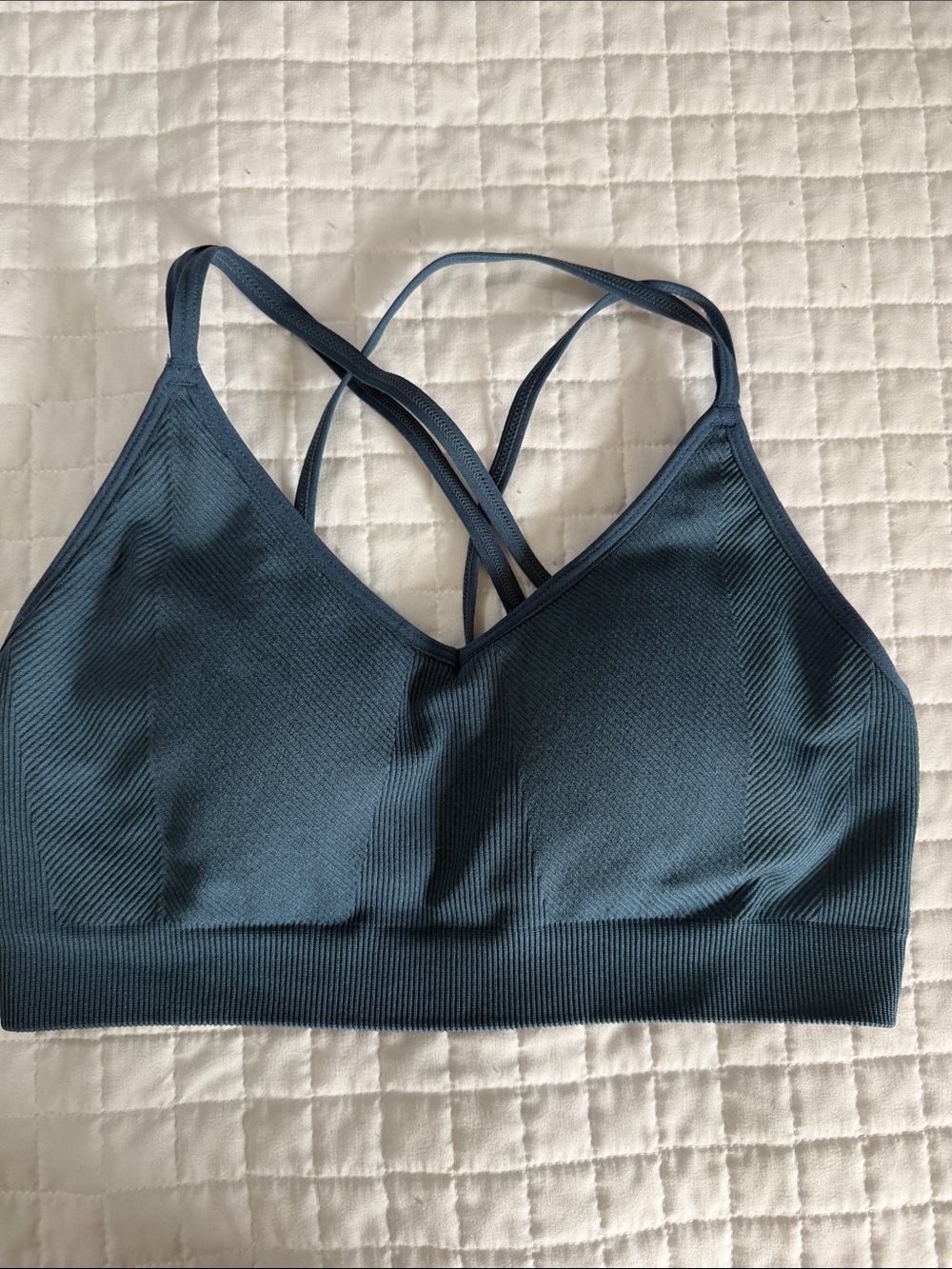 P'tula Seamless Crisscross Sports Bra in Slate Blue